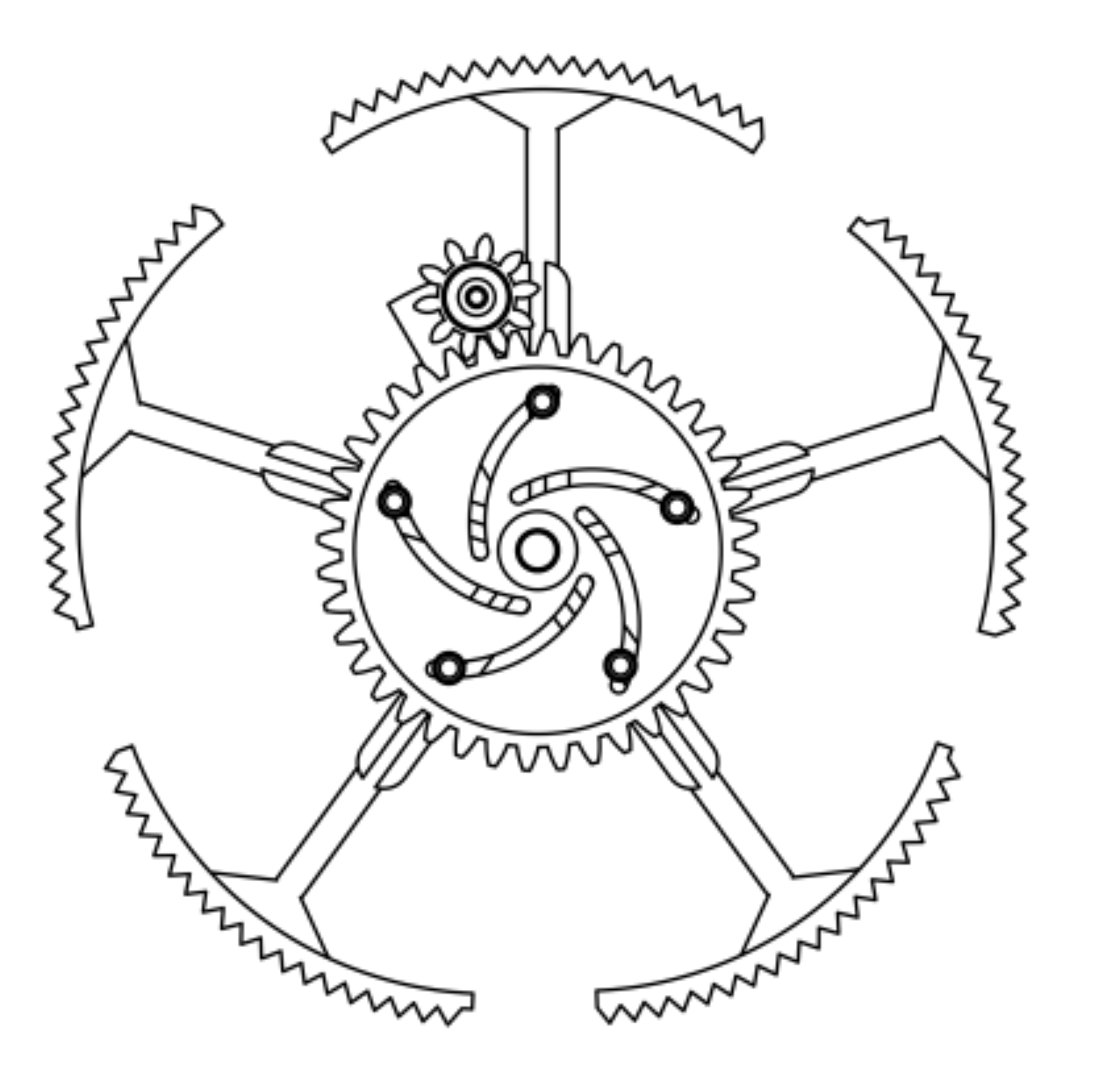 Engineering drawing of the variable-diameter wheel, front elevation